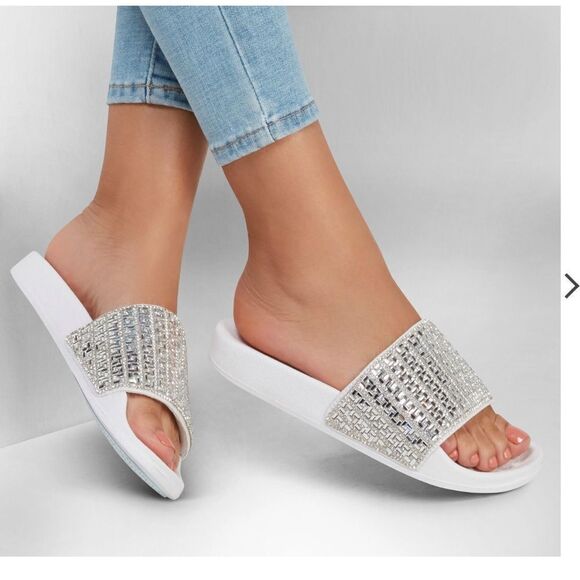 BRAND NEW SHOELAND CHEERFUL RHINESTONES EMBELLISHMENTS SLIDES SANDAL - Picture 15 of 15